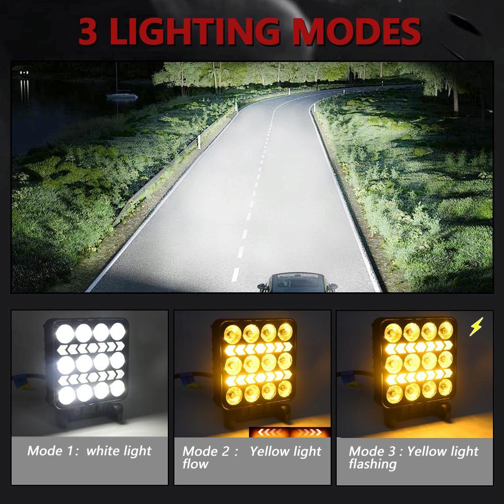 4 Inch Square Mixed Luminous Double Arrow Angel Eye Car Work Light 13