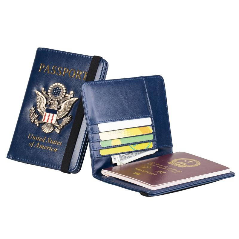 Multi Card Passport Holder Anti Magnetic Wallet - Blue 4