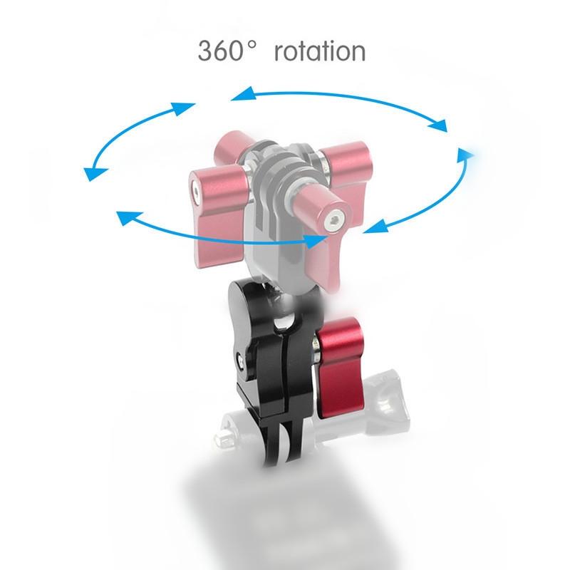 360 Degree Rotating Mount Adapter for Gopro Hero11 - Aluminium Alloy - Red 5