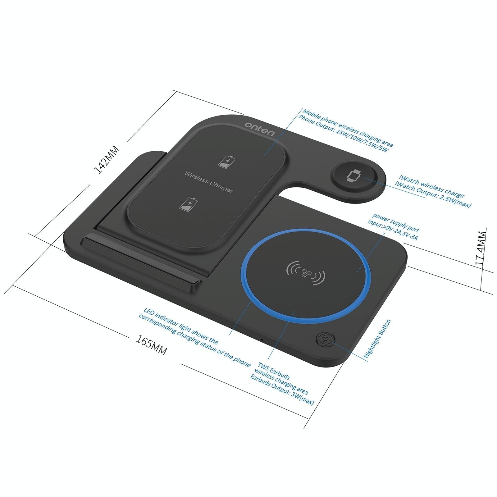 3 In 1 Folding Wireless Charger Black 3