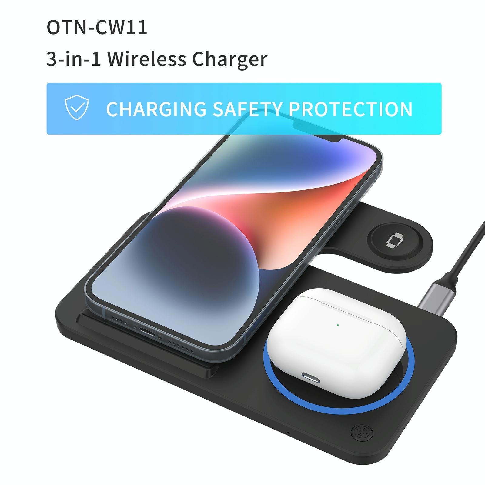 3 In 1 Folding Wireless Charger Black 5