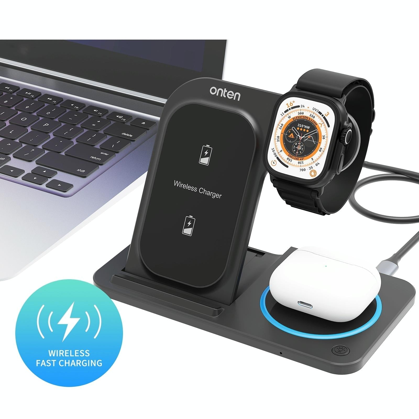 3 In 1 Folding Wireless Charger Black 6