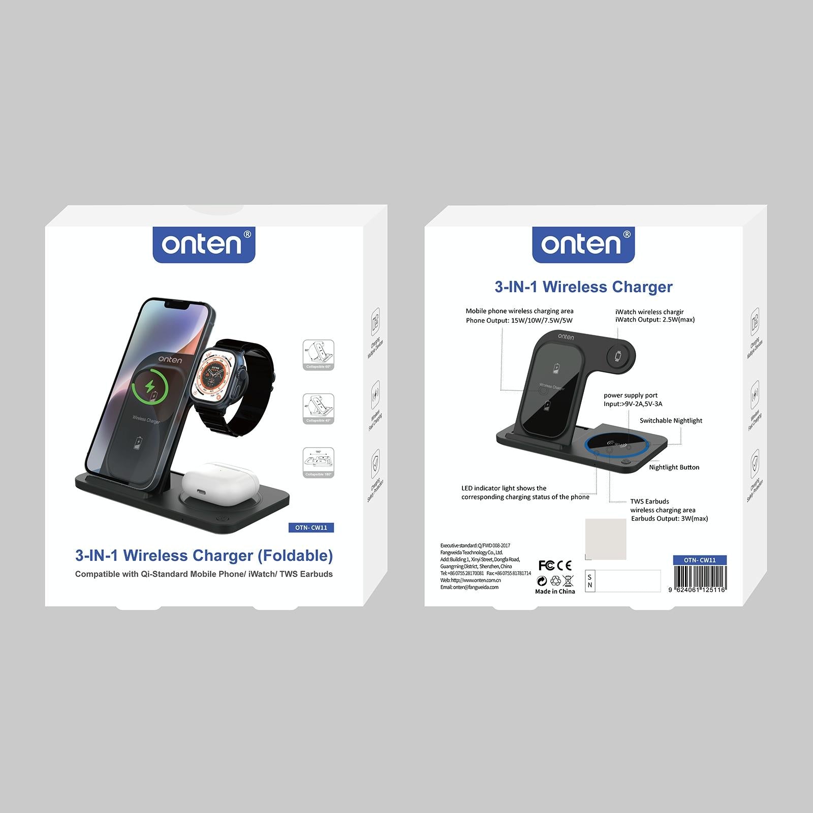 3 In 1 Folding Wireless Charger Black 9