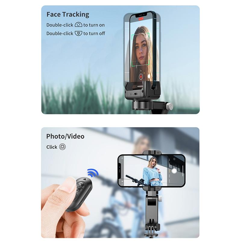 Desktop Gimbal Stabilizer with Fill Light and Selfie Stick - Black 9