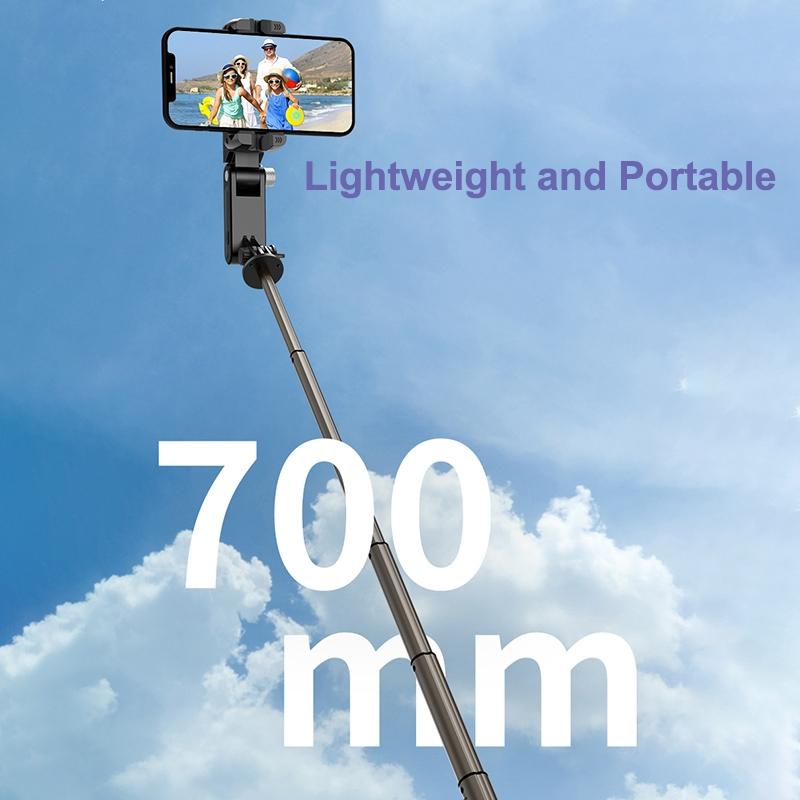 Desktop Gimbal Stabilizer with Fill Light and Selfie Stick - Black 14
