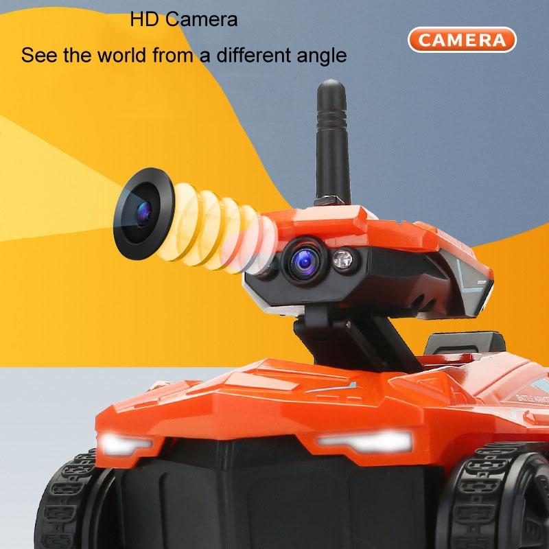 720p Hd Camera Rc Car with Real-time Surveillance and Remote Control - Tank Design - Orange 5