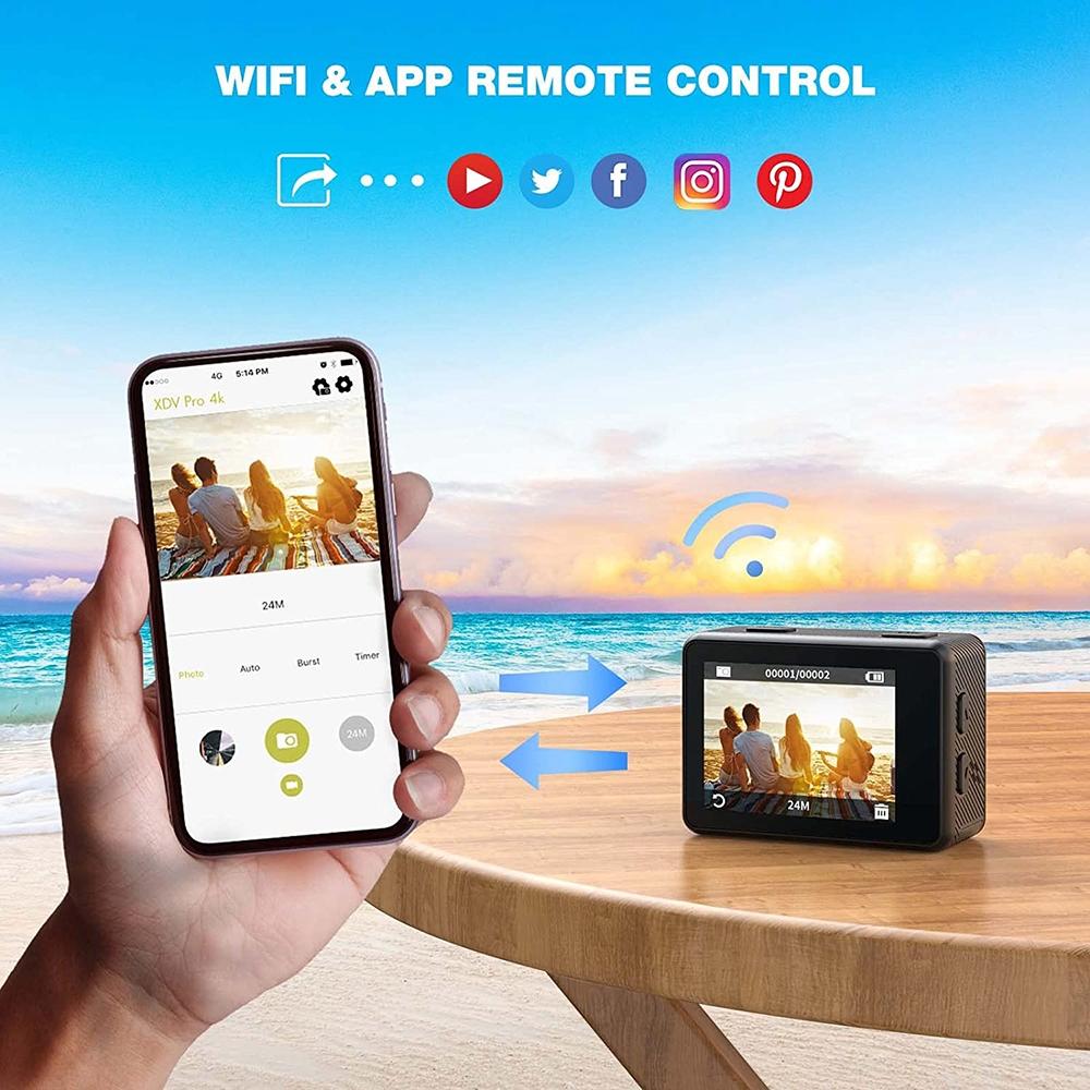 Outdoor Waterproof Dual Screen Wifi Sports Camera with Anti-shake Hd Video 12