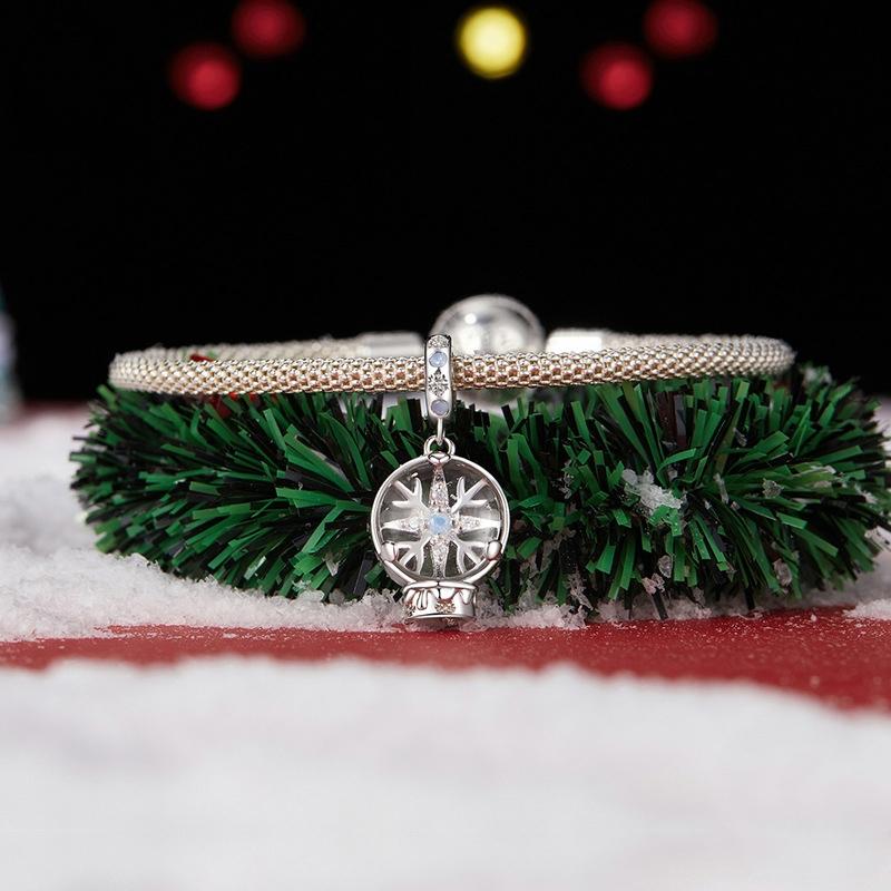 925 Sterling Silver Snowflake Crystal Ball Pendant 6