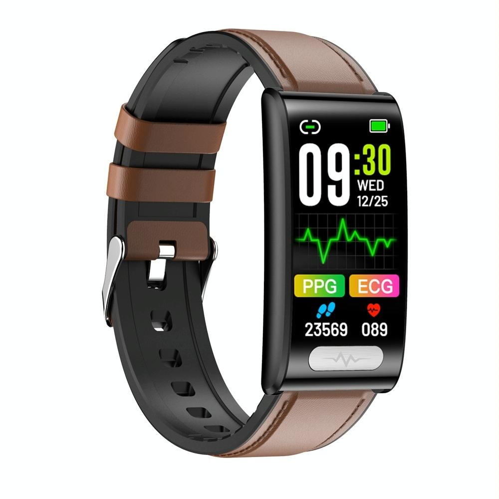 Health Monitoring Smart Leather Strap Watch With Colour Screen - Black 4