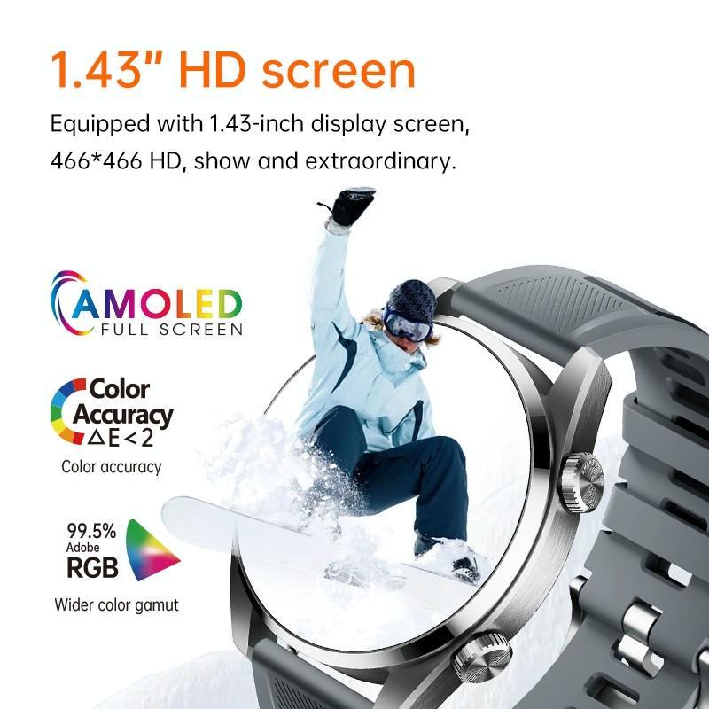 1.43 Inch Ip67 Sport Smart Watch Support Bluetooth Call / Sleep / Blood Oxygen / Heart Rate / Blood Pressure Health Monitor - Black 7