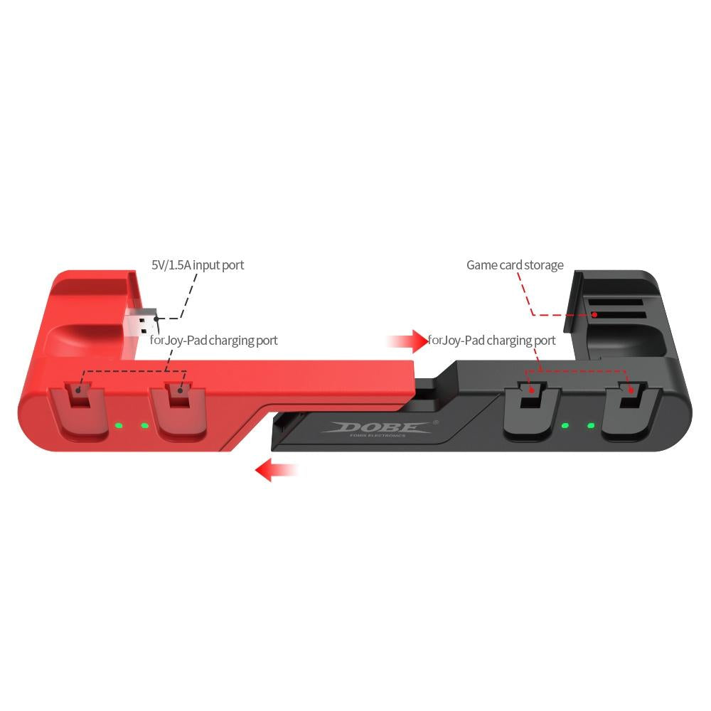 Switch Oled 4-in-1 Charging Dock - Red Black 5