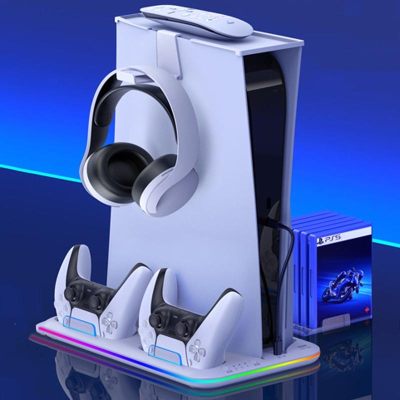 Multi-Functional Cooling Base For Ps5 / Psvr2 Controller With Rgb Lights - White 3