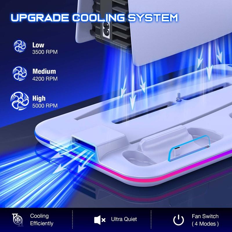 Multi-Functional Cooling Base For Ps5 / Psvr2 Controller With Rgb Lights - White 6