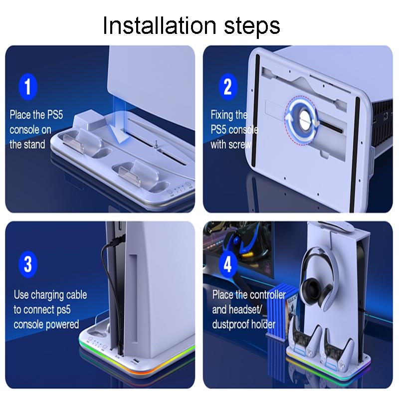 Multi-Functional Cooling Base For Ps5 / Psvr2 Controller With Rgb Lights - White 8