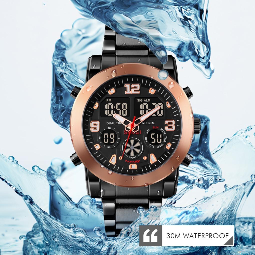 Triple Display Luminous Digital Watch - 1642 - Rose Gold 6