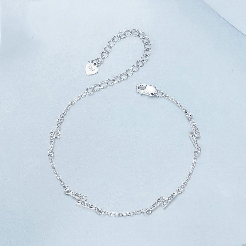 925 Sterling Silver Platinum Plated Lightning Bracelet In 3
