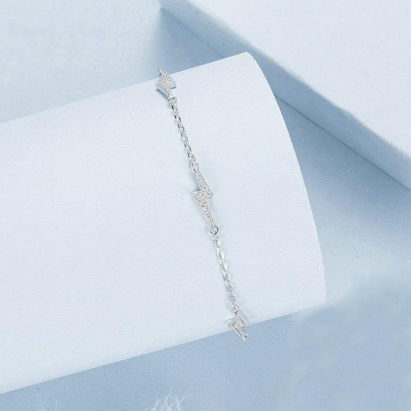 925 Sterling Silver Platinum Plated Lightning Bracelet In 4