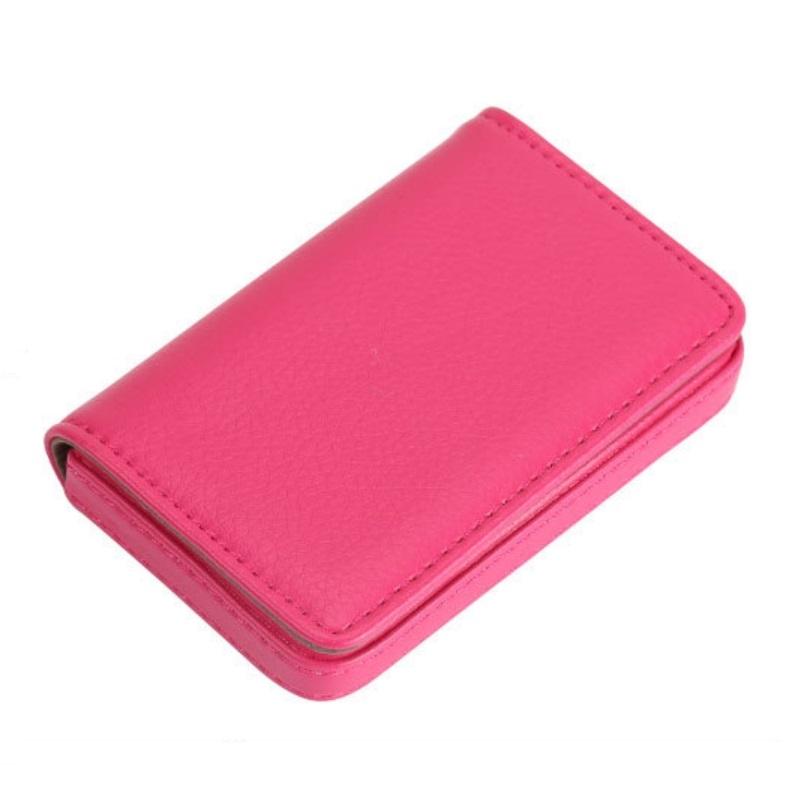Stainless Steel Magnetic Business Card Holder Pu Leather Case - Red 12