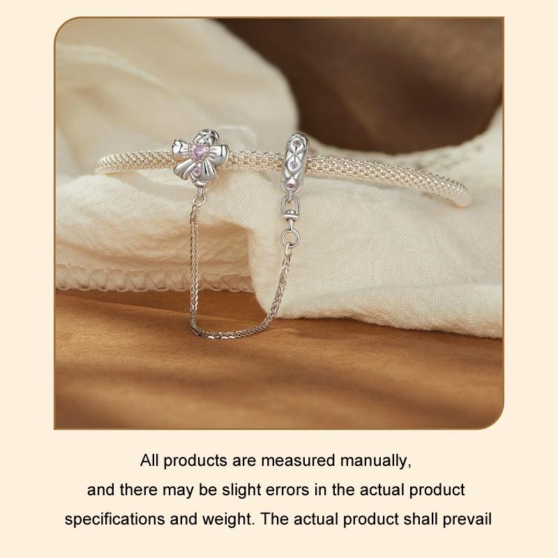 925 Sterling Silver Romantic Bow Safety Chain For Diy Beaded Accessories 6