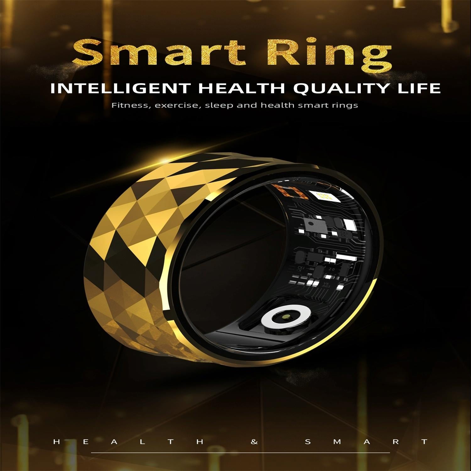 Smart Ring For Health Monitoring & Exercise - Size 22 - Black 5