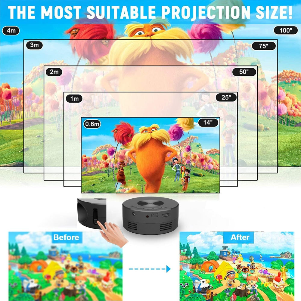 Portable Mini Projector - Hd Led Usb Powered Wired Connection - Black 5