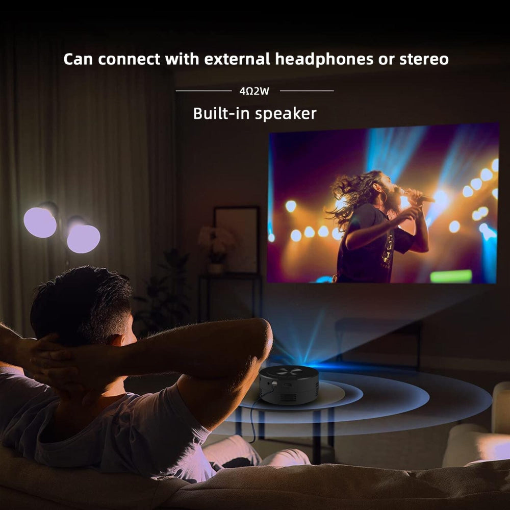 Portable Mini Projector - Hd Led Usb Powered Wired Connection - Black 6