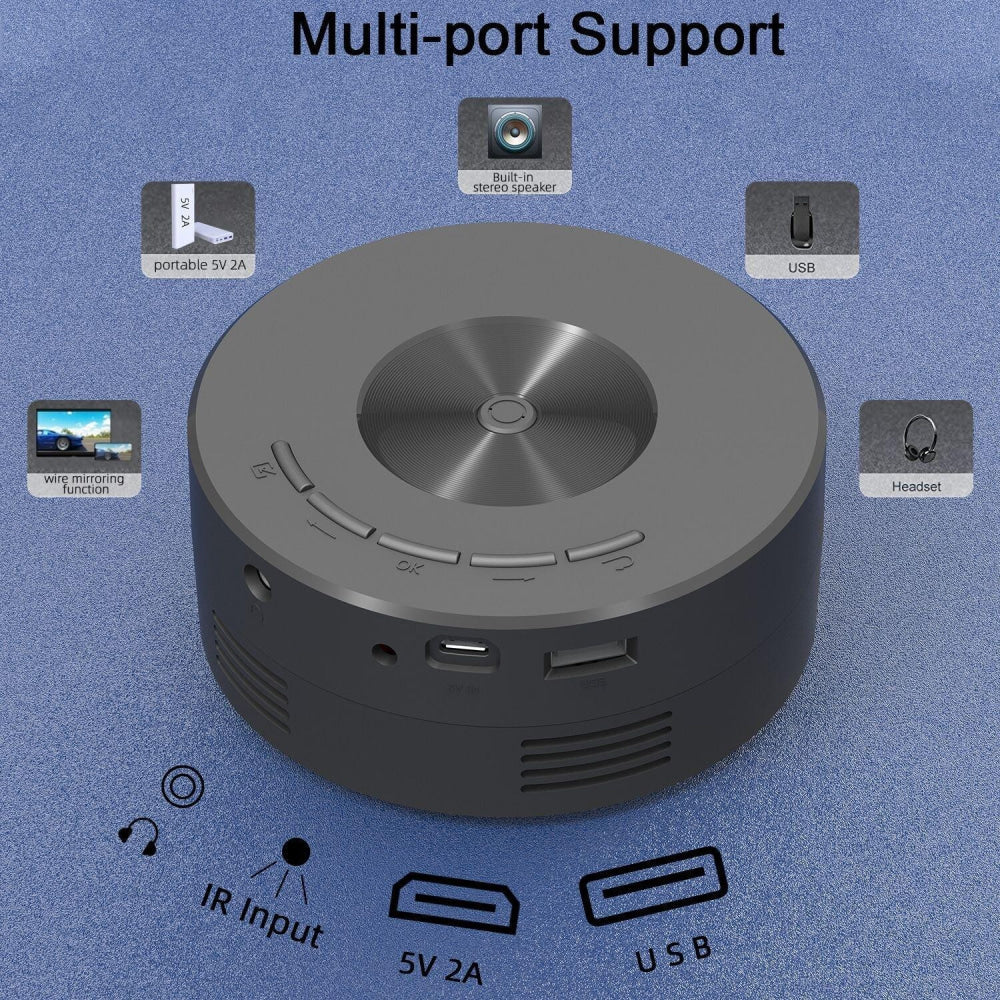Portable Mini Projector - Hd Led Usb Powered Wired Connection - Black 7