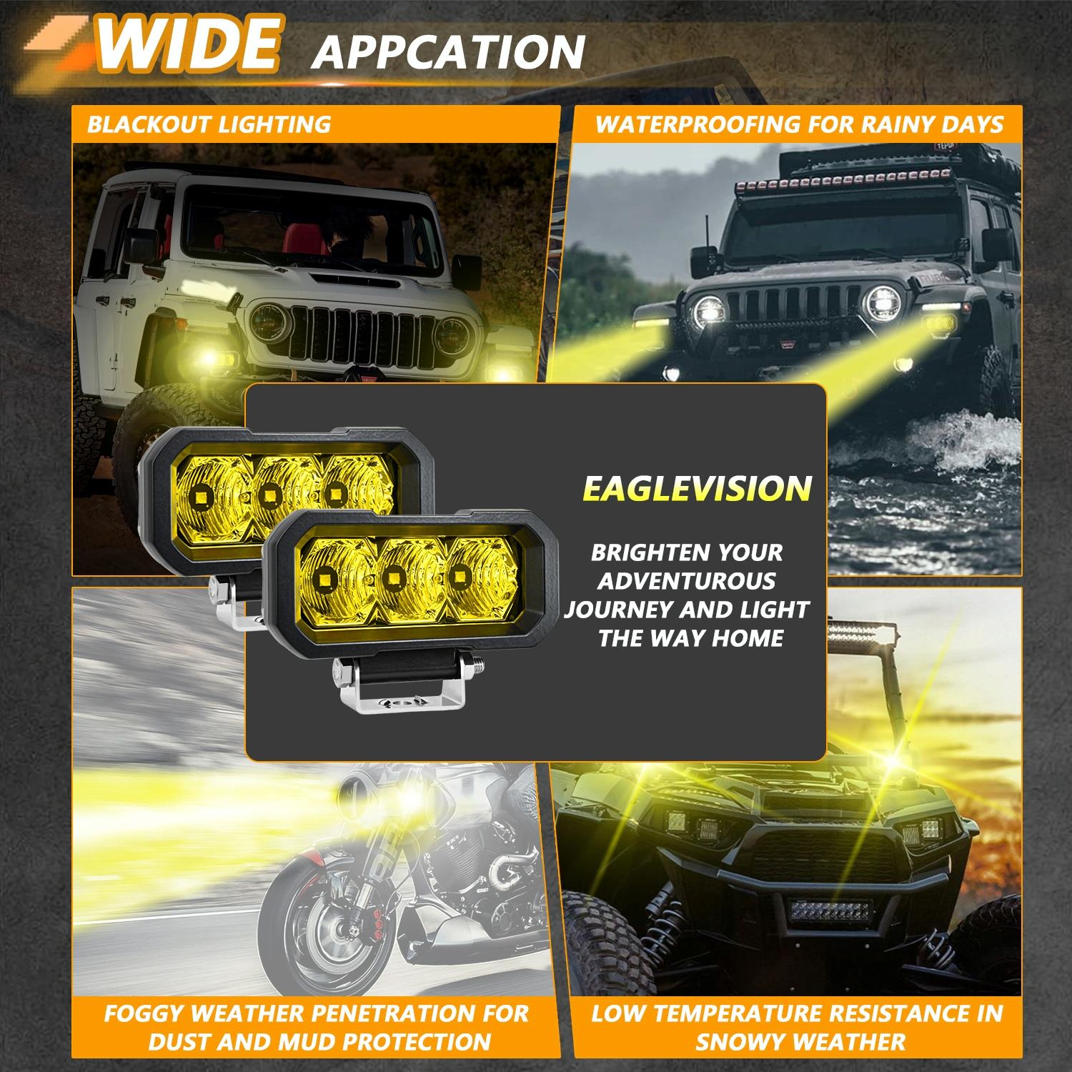 40W 9V - 30V 5 Inch Waterproof 3 - Eye Headlight - Spotlight White Light 12