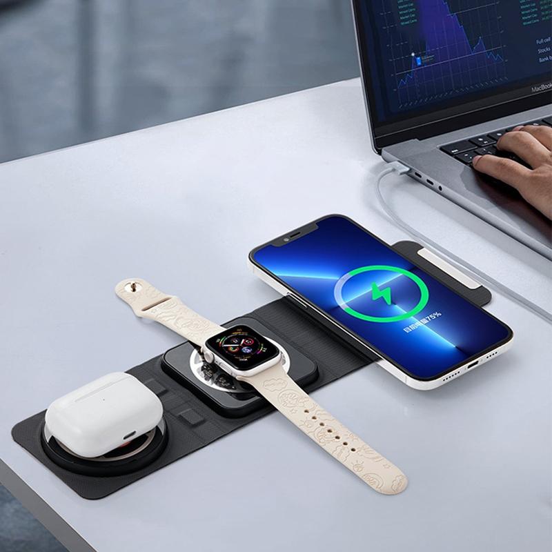 3 In 1 Portable Magsafe Wireless Charger - Black 9