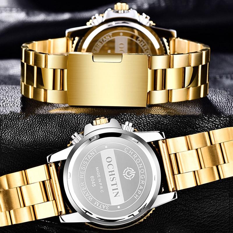 Stylish Multifunctional Men Quartz Watch with Steel Strap - Black White 7