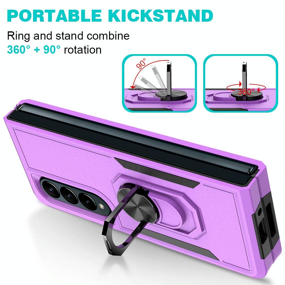 For Samsung Galaxy Z Fold4 5G Tpu Shockproof Case With Ring - 2 In 1 Design - Green 10