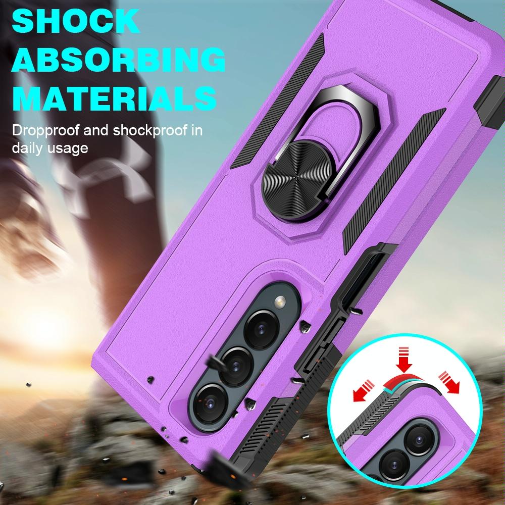 For Samsung Galaxy Z Fold4 5G Tpu Shockproof Case With Ring - 2 In 1 Design - Green 12