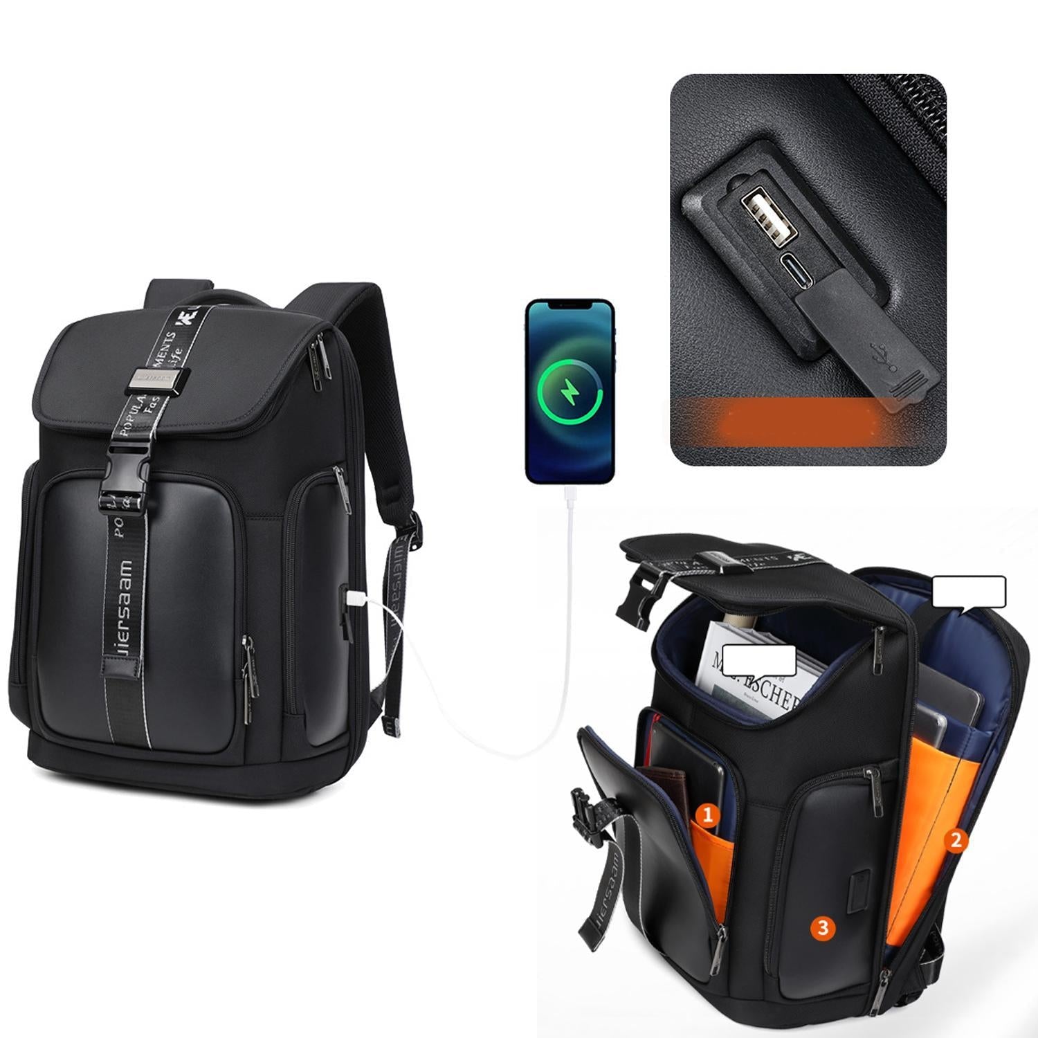 Waterproof Men Business Backpack Black 3
