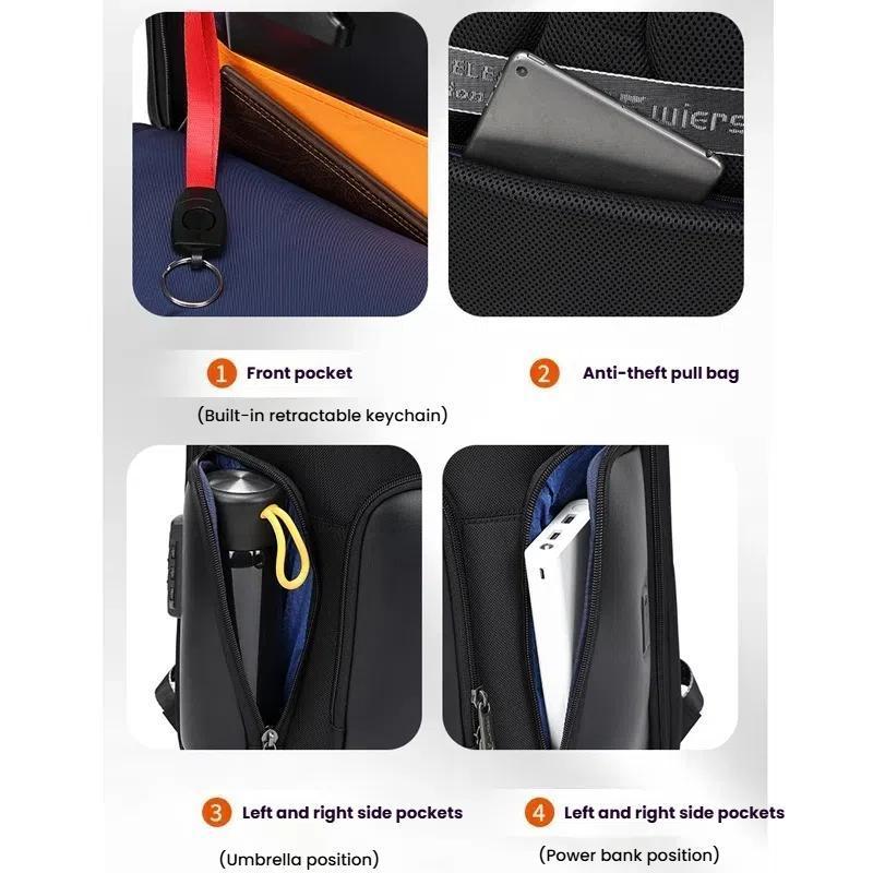 Waterproof Men Business Backpack Black 8