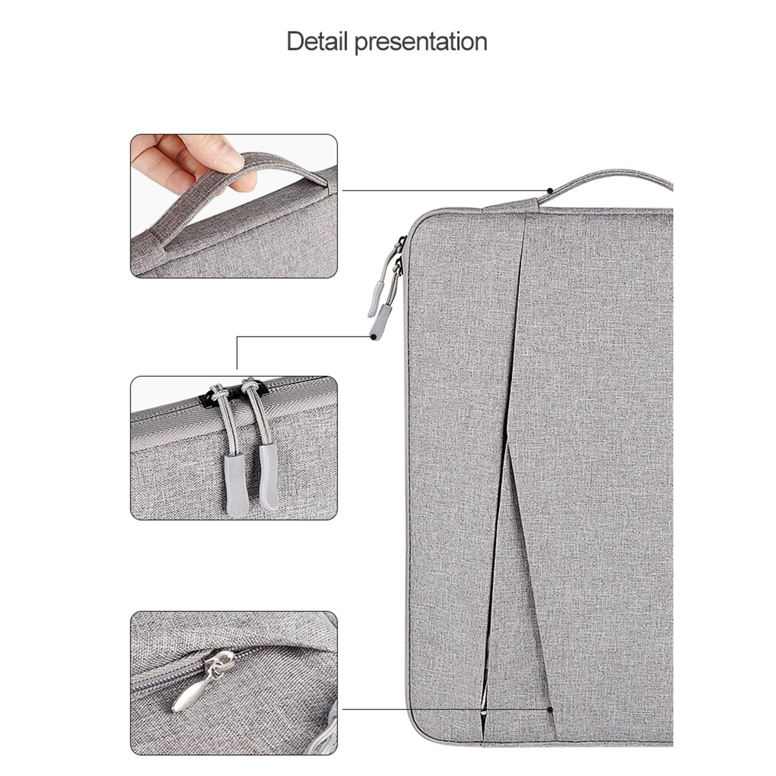 13.3 Inch Polyester Laptop Liner Bag with Small Bag - Ideal for Notebooks - Hemp Grey 7