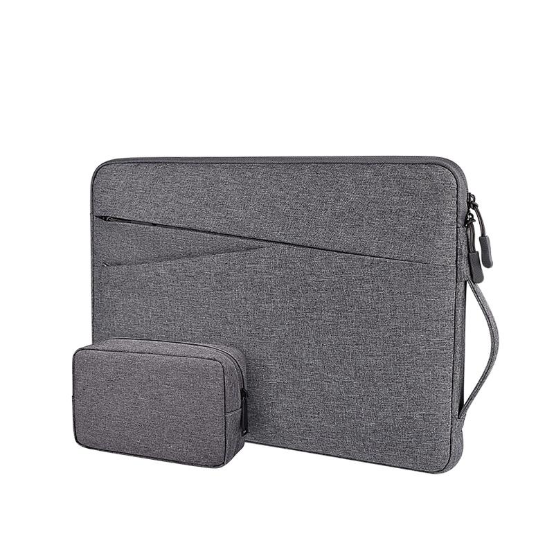 13.3 Inch Polyester Laptop Liner Bag with Small Bag - Ideal for Notebooks - Hemp Grey 12