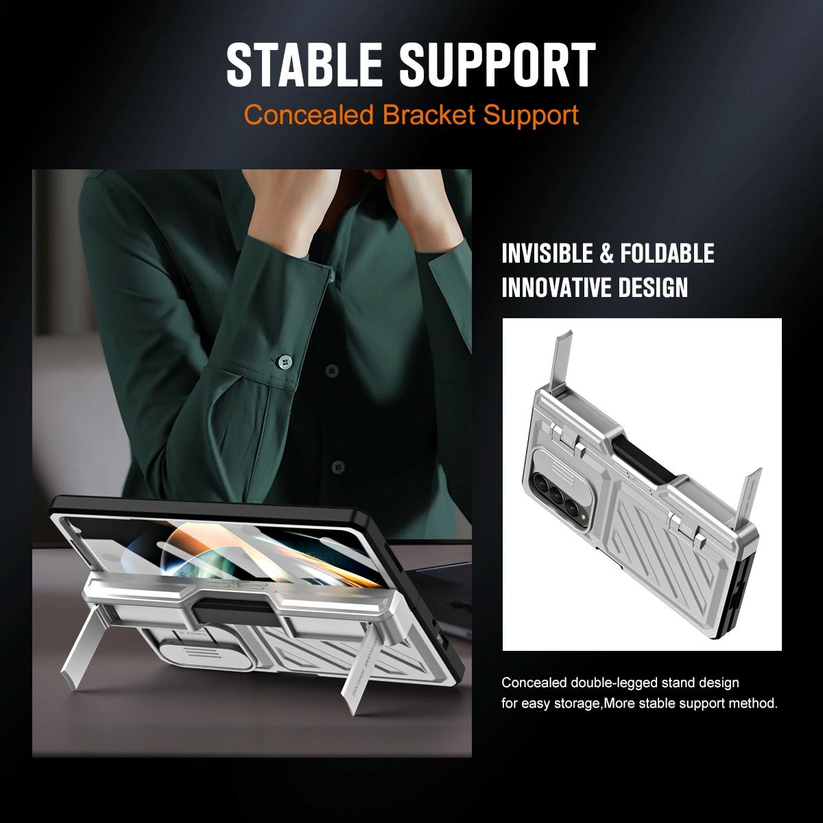 For Samsung Galaxy Z Fold4 5G Shockproof Tpu Pc Case With Pen - Black 3