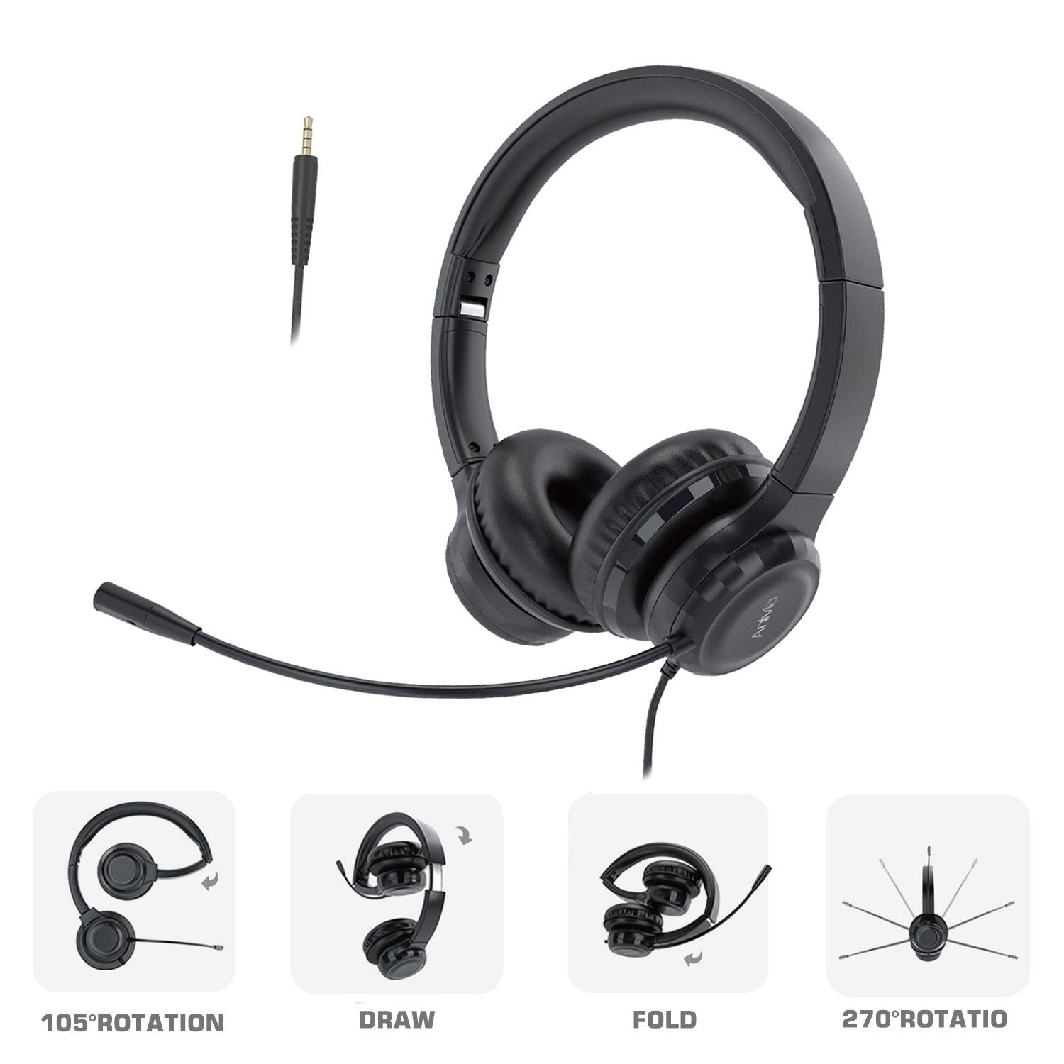 3.5Mm Wired Headset With Mic Black 3