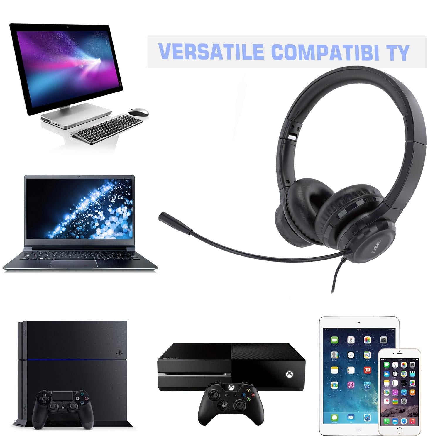3.5Mm Wired Headset With Mic Black 4