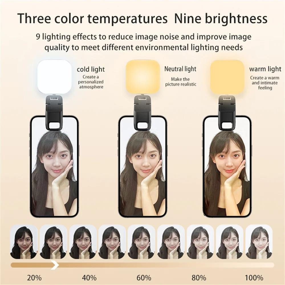 Usb Charging Led Beauty Fill Light for Mobile Phone Live Camera - Black 8