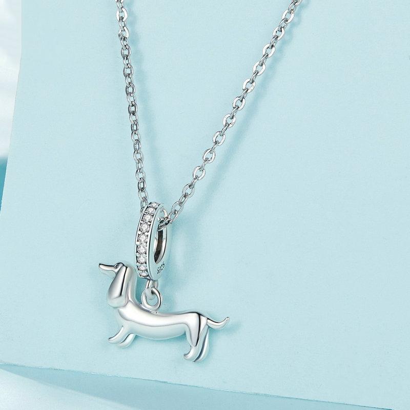 925 Sterling Silver Dainty Dachshund Pendant For Beaded Bracelets 3
