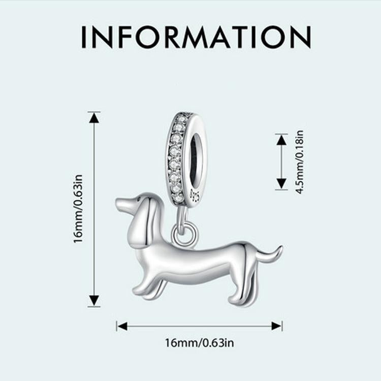 925 Sterling Silver Dainty Dachshund Pendant For Beaded Bracelets 6