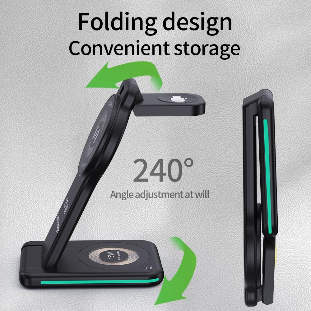 5 In 1 Magnetic Wireless Charger Foldable Black 5