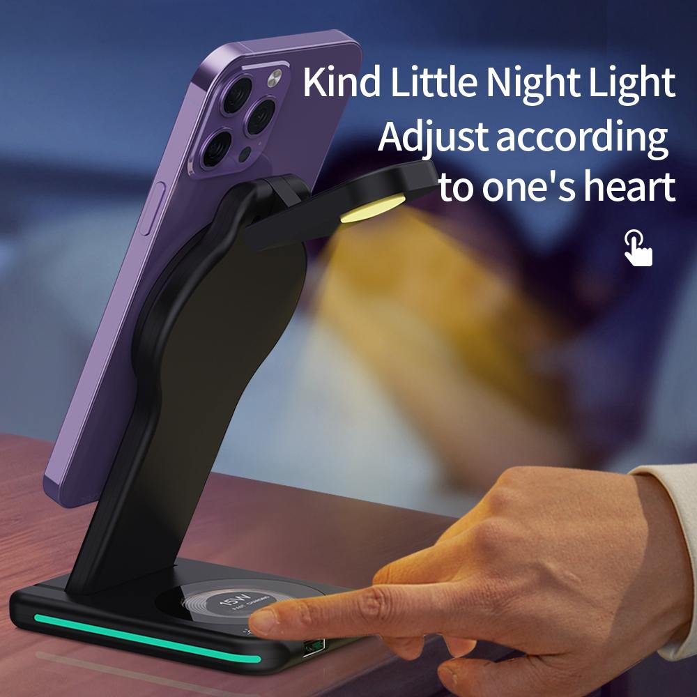 5 In 1 Magnetic Wireless Charger Foldable Black 6