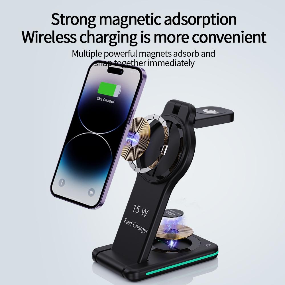 5 In 1 Magnetic Wireless Charger Foldable Black 8