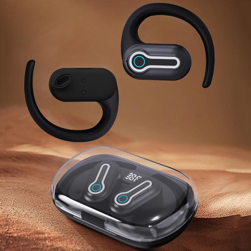 Wireless Stereo Earphones with Charging Case - Hanging Ear Design - Black 3