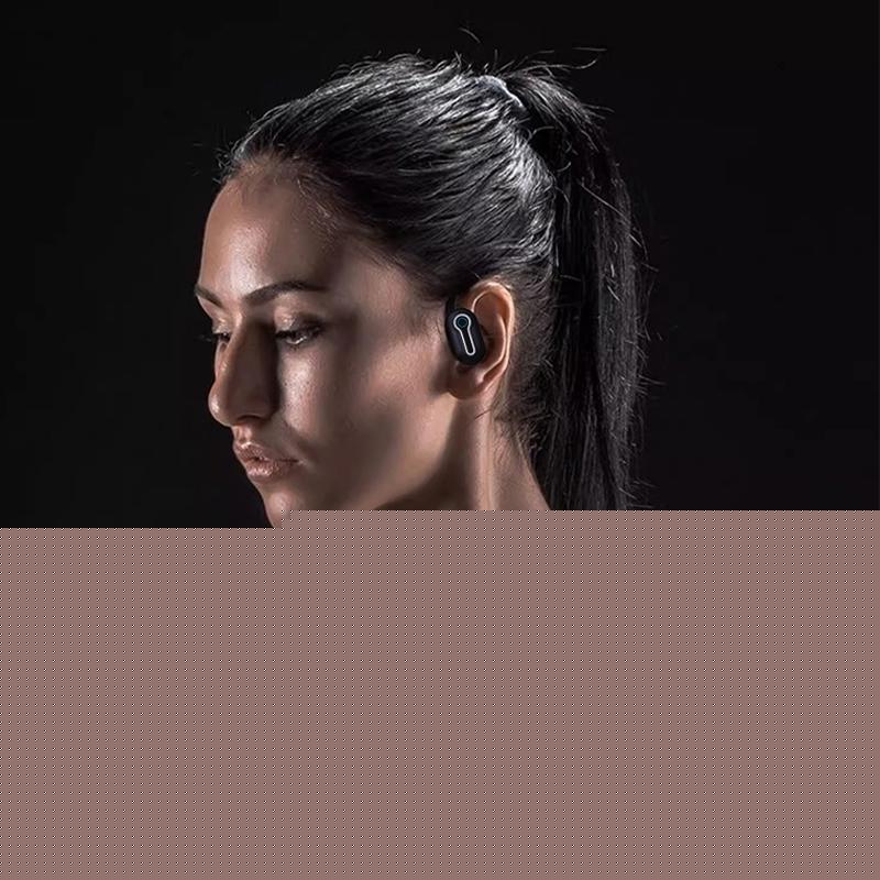 Wireless Stereo Earphones with Charging Case - Hanging Ear Design - Black 5
