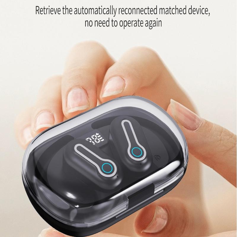 Wireless Stereo Earphones with Charging Case - Hanging Ear Design - Black 9