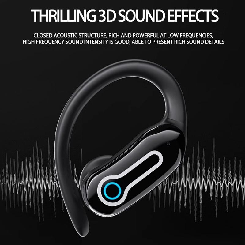 Wireless Stereo Earphones with Charging Case - Hanging Ear Design - Black 12