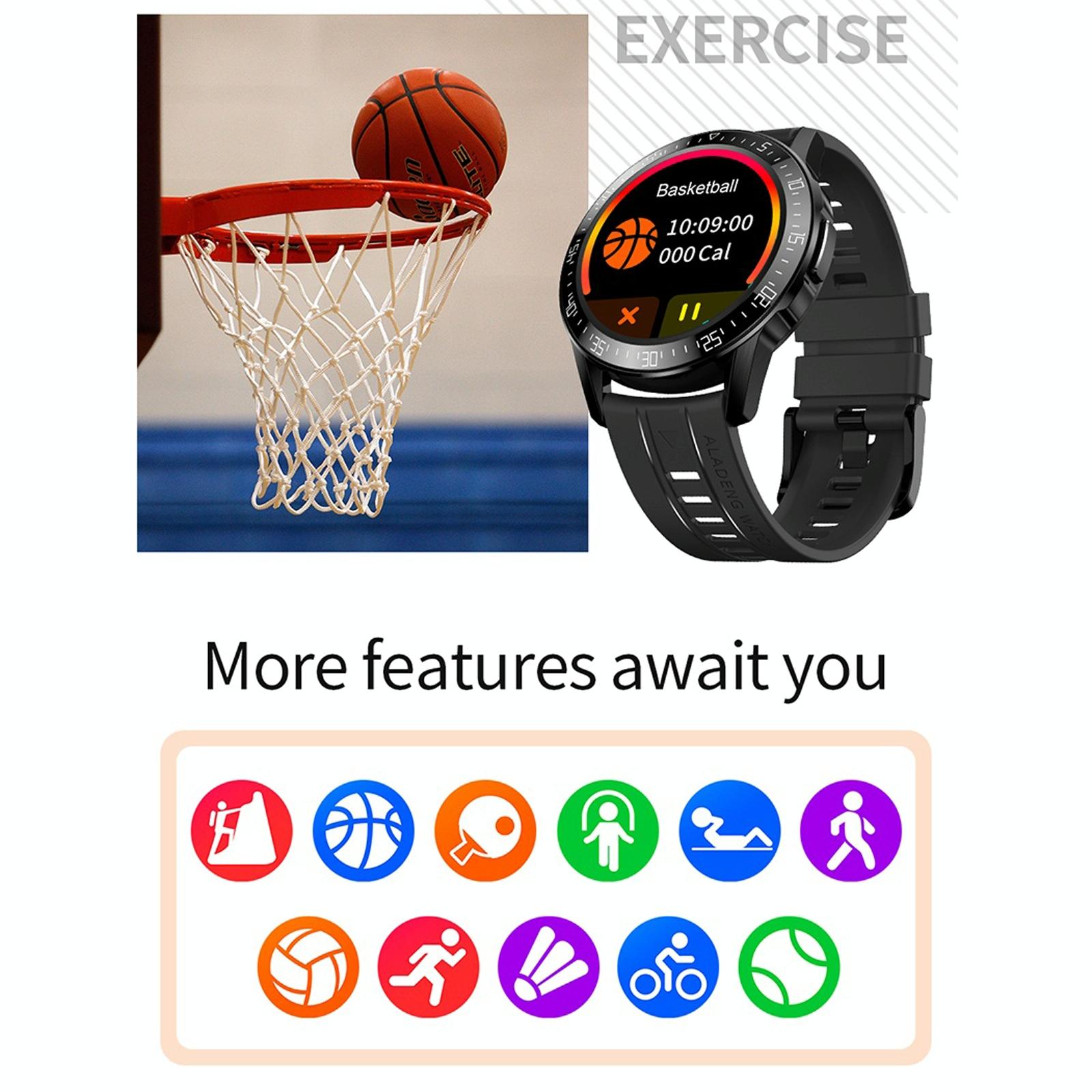 1.3 Inch Full-Fit Round Screen Smart Watch Support Sleep Monitor / Heart Rate Monitor / Temperature Monitoring Black 13